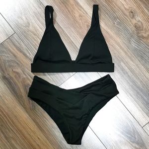Black Ribbed Bikini Set, Small
